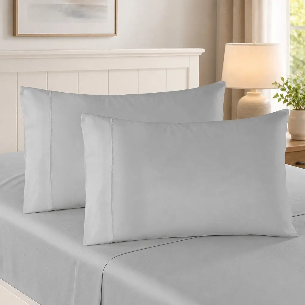 Bamboo Blend King Sheet Set Soft 1000TC Light Grey Hypoallergenic Thermal Regulating Smooth Fabric