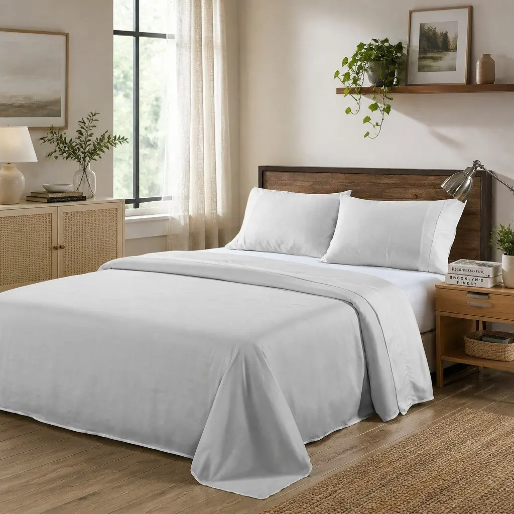 Bamboo Blend King Sheet Set Soft 1000TC Light Grey Hypoallergenic Thermal Regulating Smooth Fabric