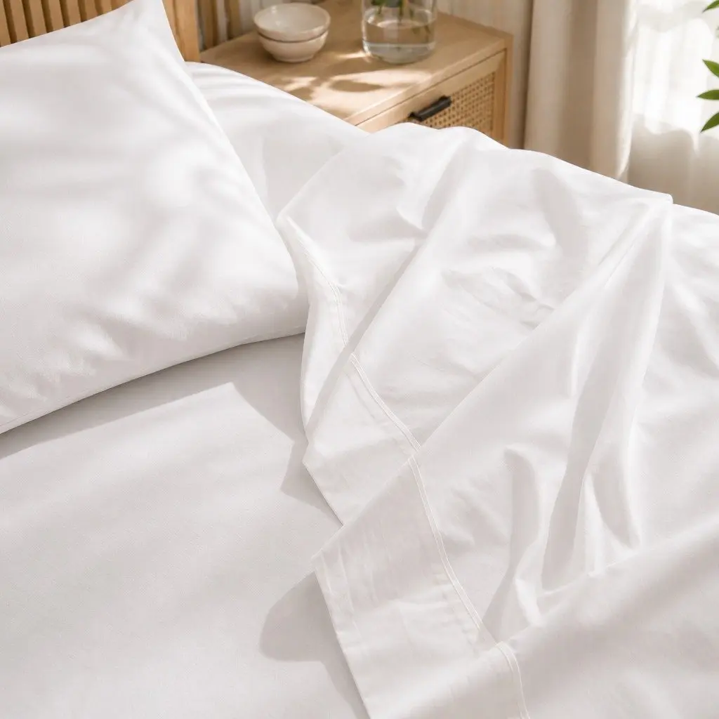 King Cotton Sheet Set Vintage Washed Soft Breathable Bedding White