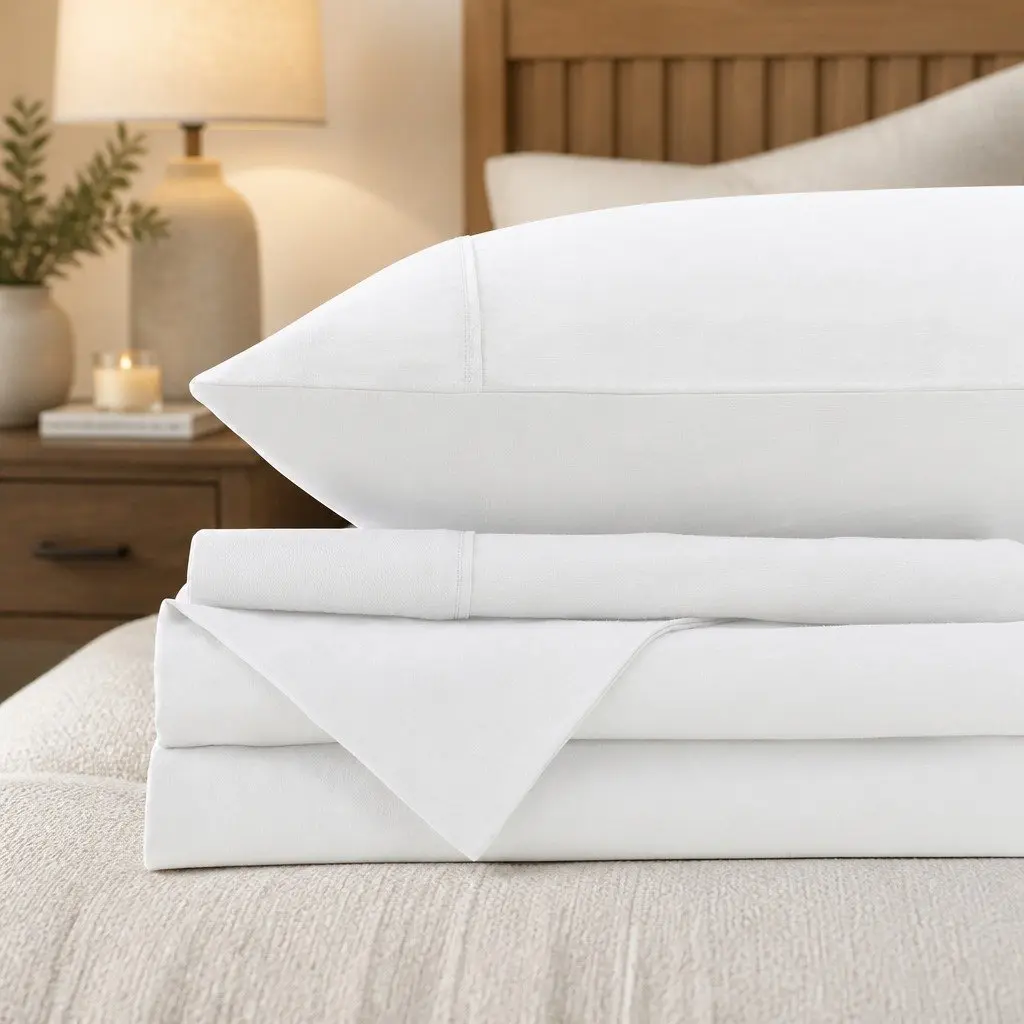 King Cotton Sheet Set Vintage Washed Soft Breathable Bedding White