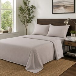 Bamboo Blend Sheet Set Double Bed Flat Fitted Pillowcases Warm Grey 1000TC