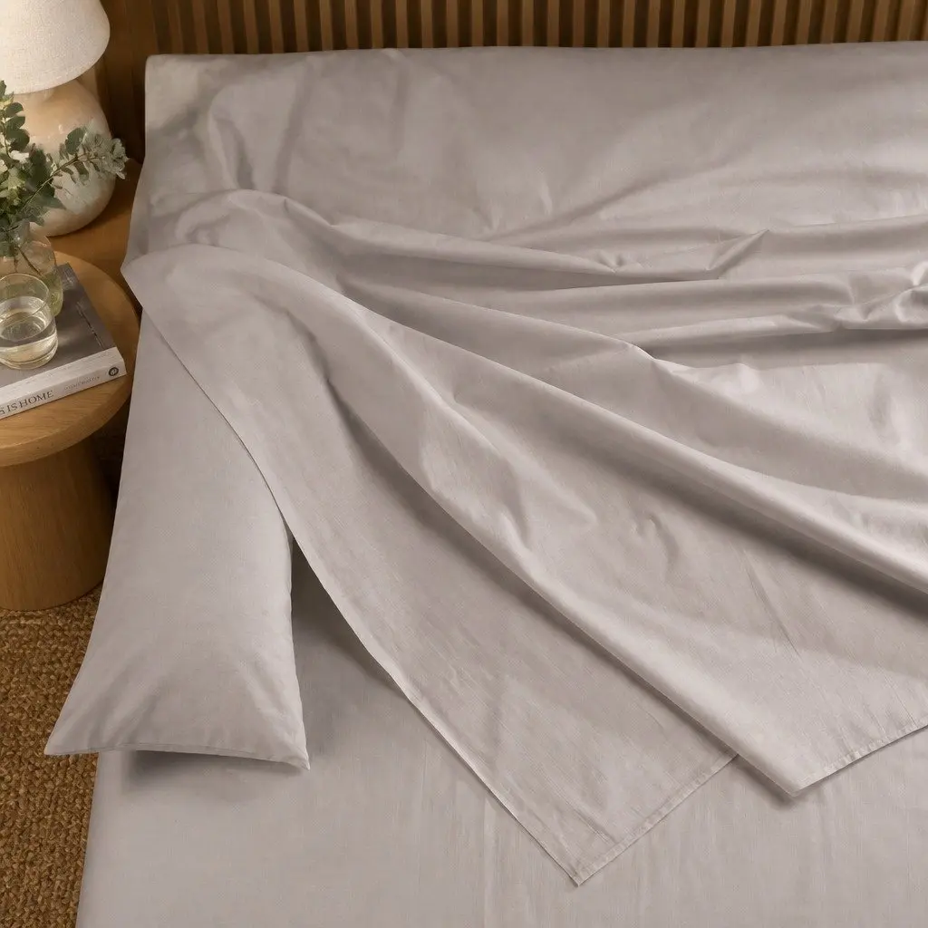 Double Bed Sheet Set Bamboo Blend Warm Grey 1000TC Soft Silken Breathable