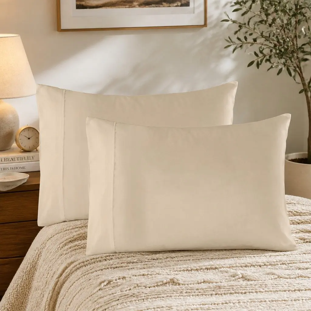 King Size Sheet Set Bamboo Blend 1000TC Dark Ivory Hypoallergenic Breathable Thermal Regulating Bed and Bath Collection