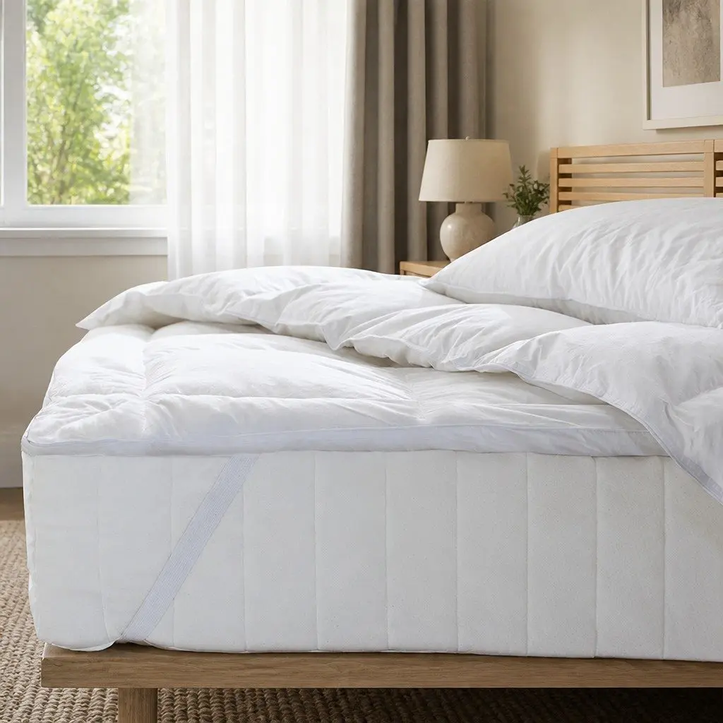 Goose Feather Down Mattress Topper Double 1000GSM Plush Soft Cotton Cover