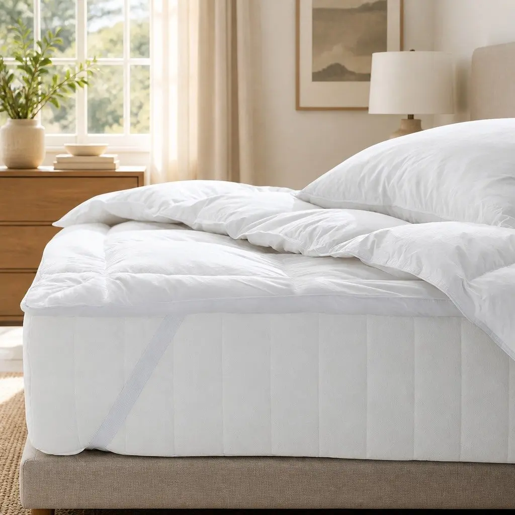 King Mattress Topper 1000GSM Goose Feather Down Plush Luxury Bed Topper Cotton