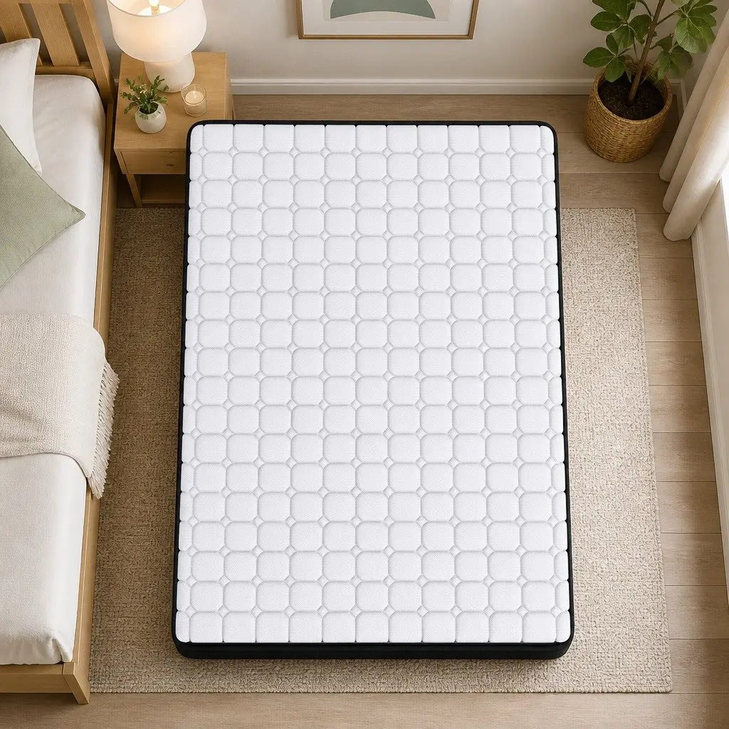 Pocket Spring Mattress Hybrid Foam Latex Single Size Medium-Firm 5-Zone Support White with Black Grey Trim