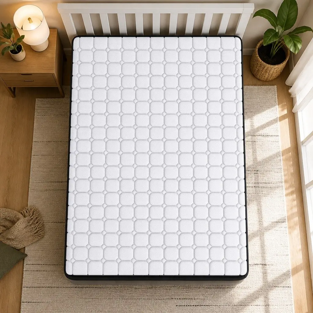 Pocket Spring Mattress Medium-Firm King Single 5-Zone Support Latex Foam White with Black Grey Trim
