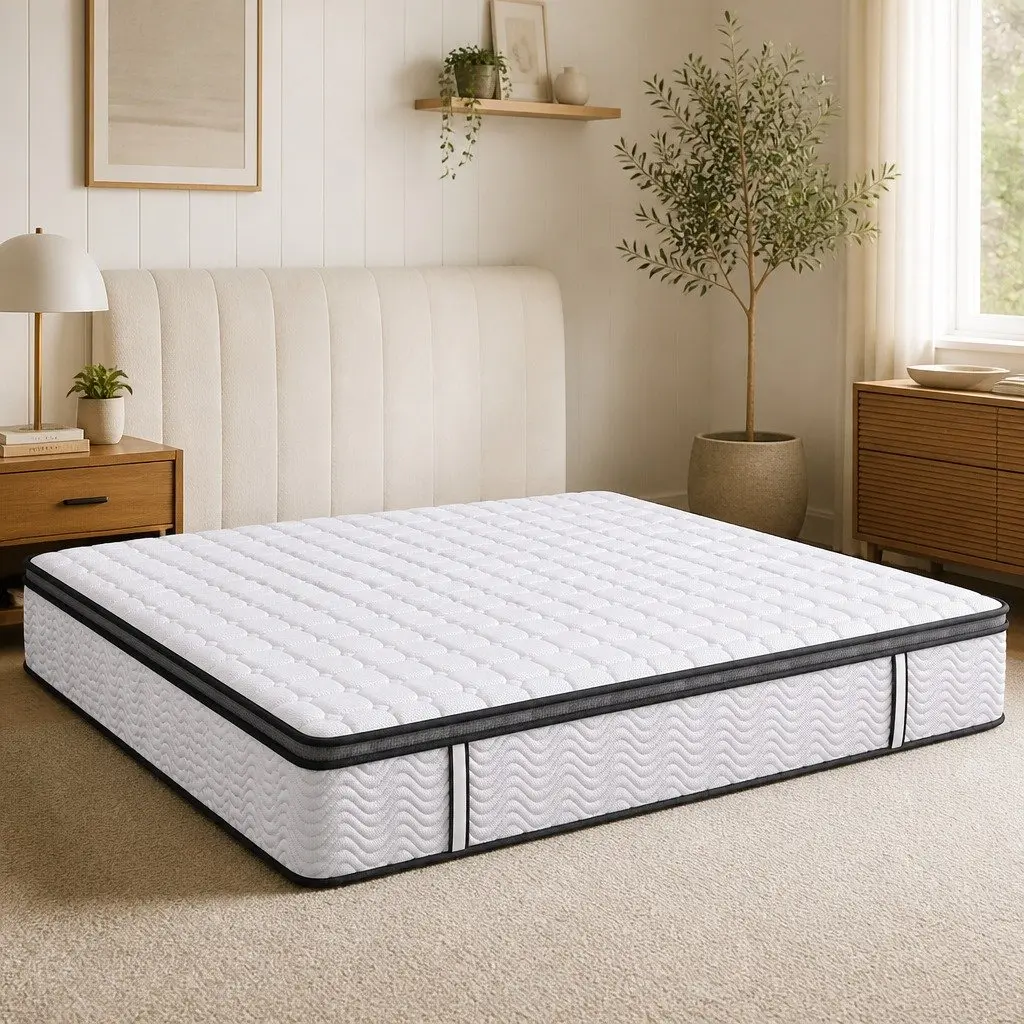 King Pocket Spring Mattress Medium-Firm Support Latex Foam Hybrid Sleep Bed