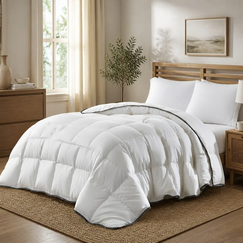 Single Bamboo Quilt Lightweight 350GSM Sateen Cover All-Season Doona Bedding
