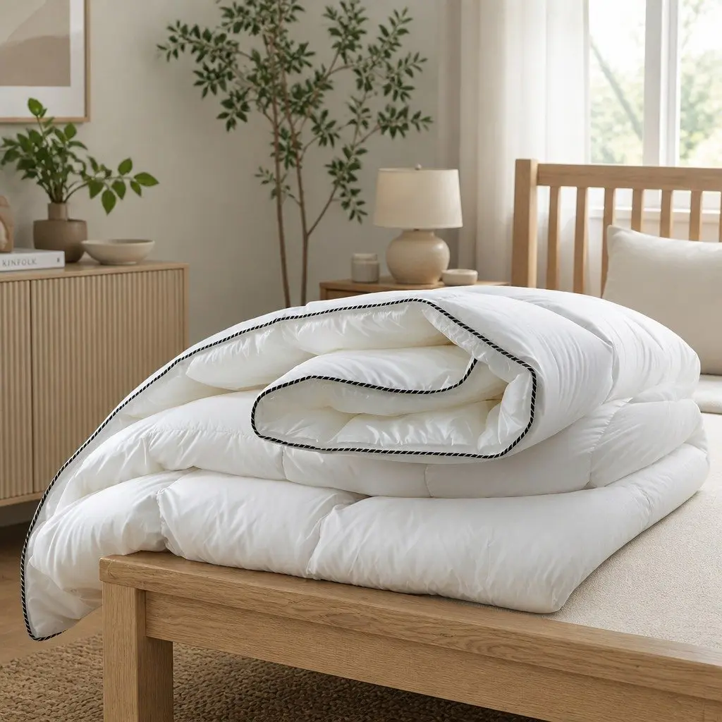 Single Bamboo Quilt Lightweight 350GSM Sateen Cover All-Season Doona Bedding