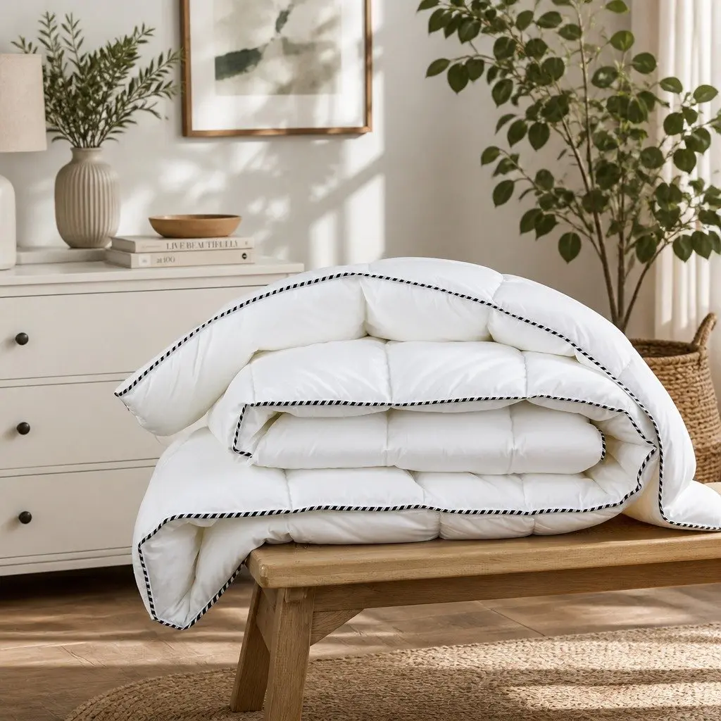 Single Bamboo Quilt Lightweight 350GSM Sateen Cover All-Season Doona Bedding