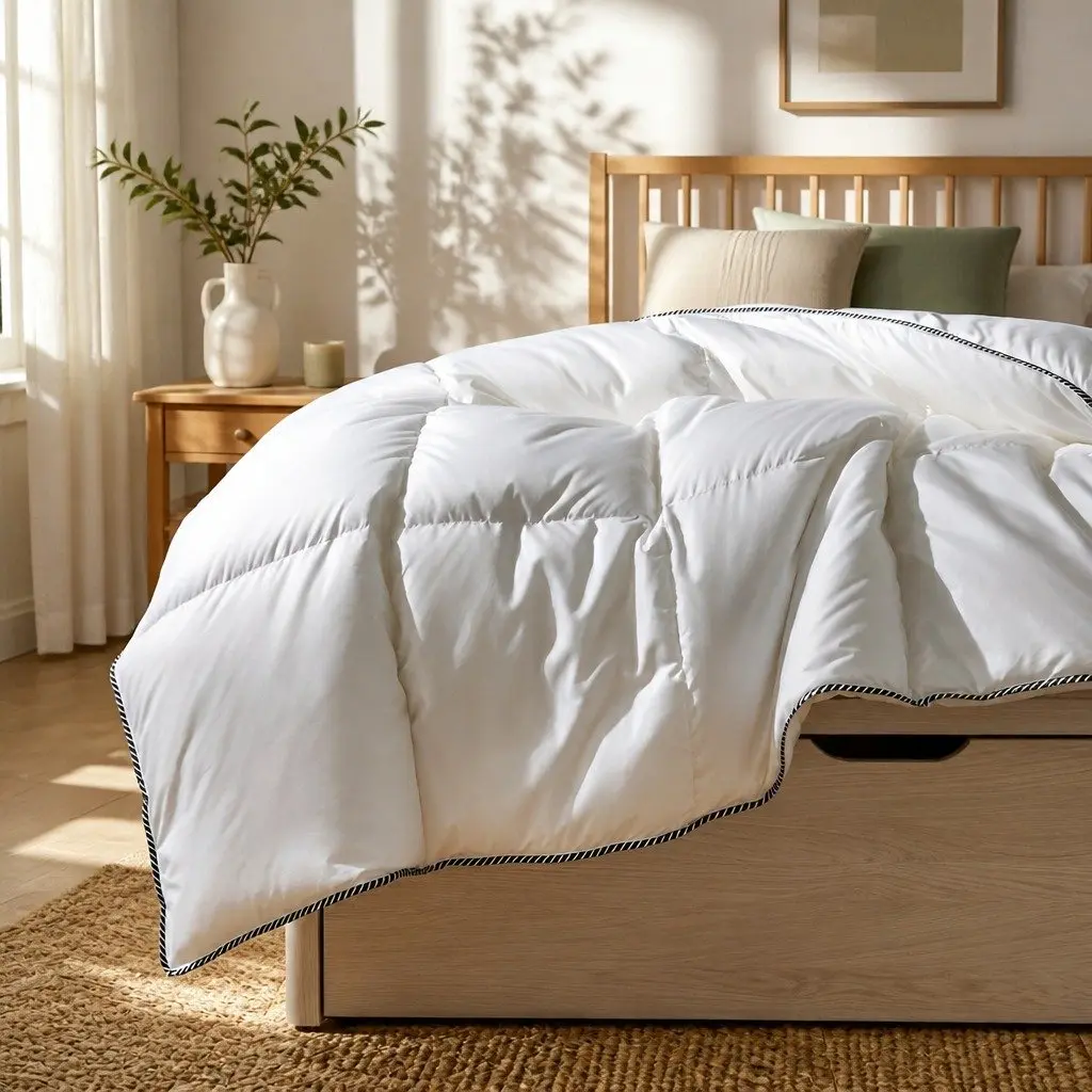 Queen Bamboo Quilt 350GSM All-Seasons Sateen Weave Hypoallergenic Breathable