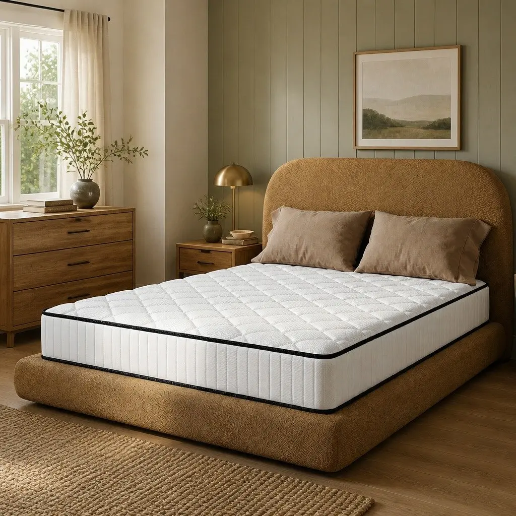Single Mattress Bonnell Spring 5-Zone Medium-Firm Pressure Relief Support Foam White 92cm x 187cm x 21cm