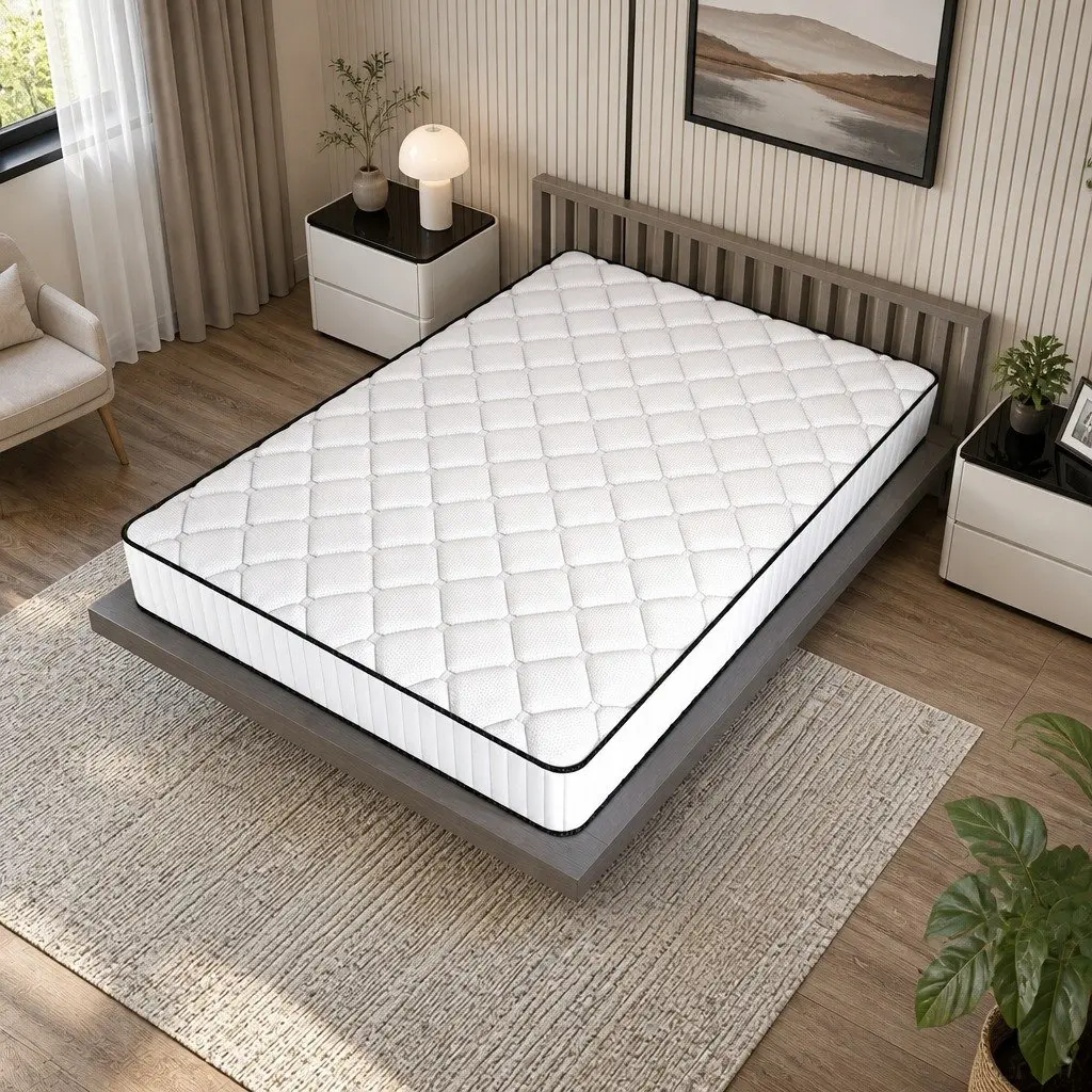 Single Mattress Bonnell Spring 5-Zone Medium-Firm Pressure Relief Support Foam White 92cm x 187cm x 21cm