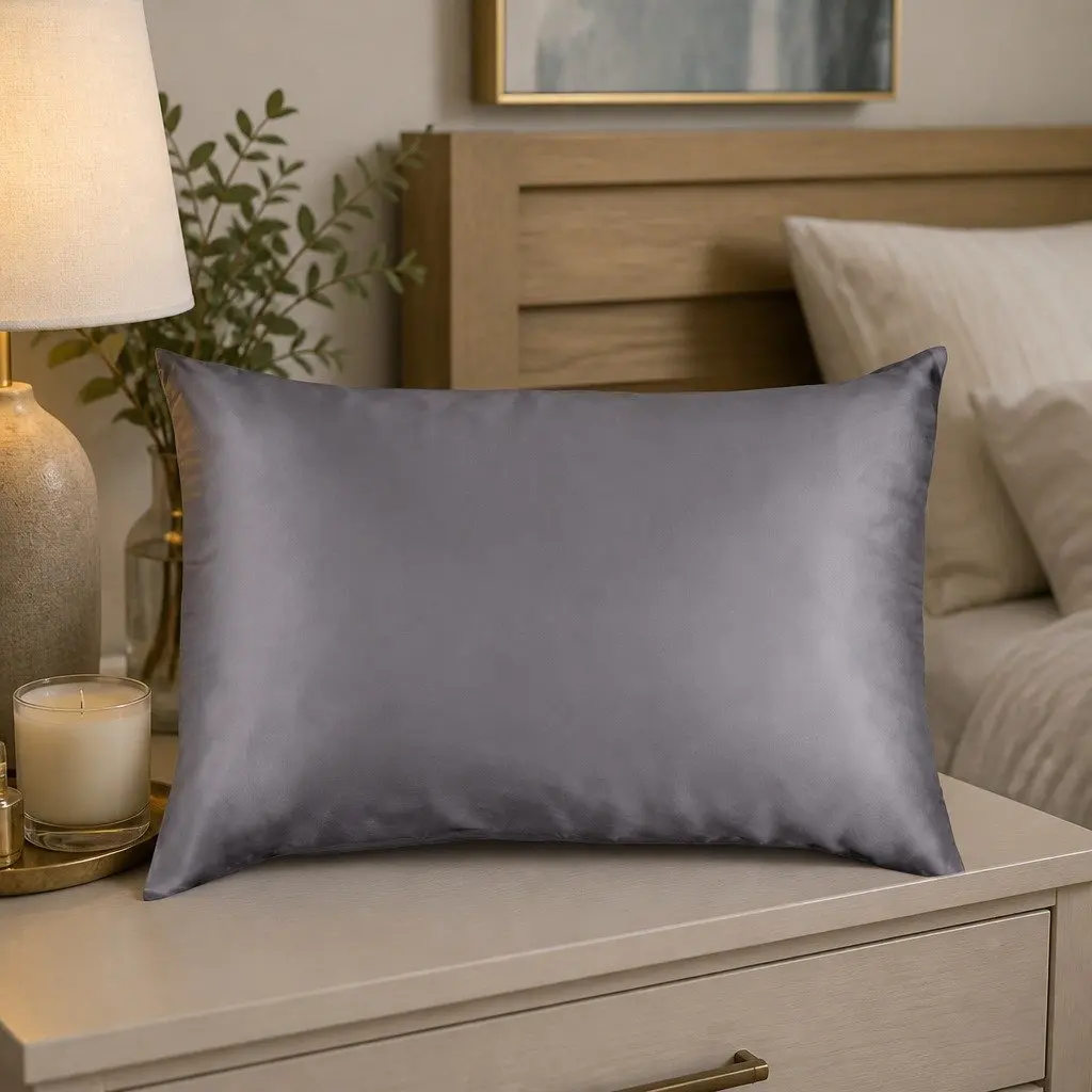 Charcoal Silk Pillowcase 51cm x 76cm for Home Use