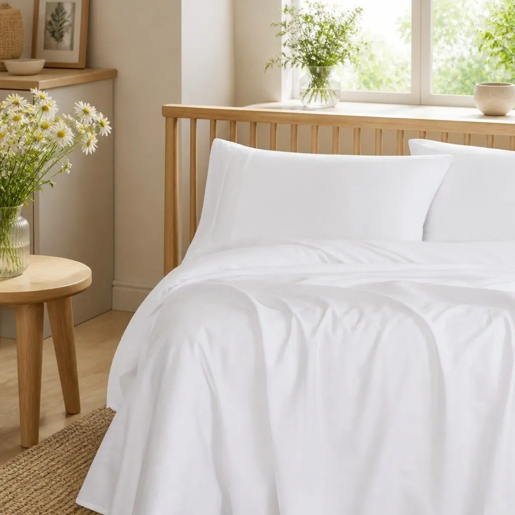 Queen Bamboo Cotton Sheet Set 1000TC Flat Fitted Pillowcases Bedding White