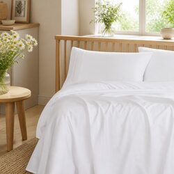 Queen Bamboo Cotton Sheet Set 1000TC Flat Fitted Pillowcases Bedding White