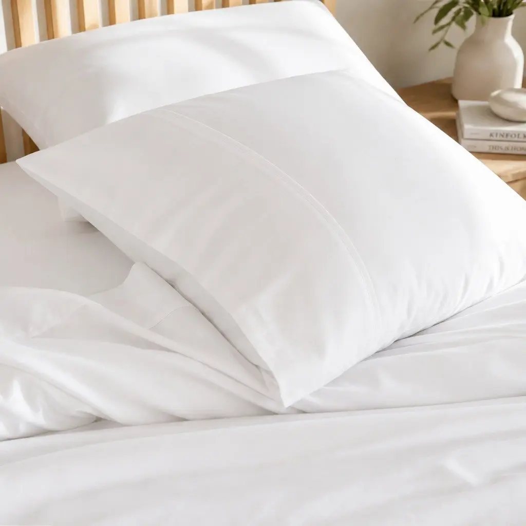Queen Bamboo Cotton Sheet Set 1000TC White Flat Fitted Pillowcases