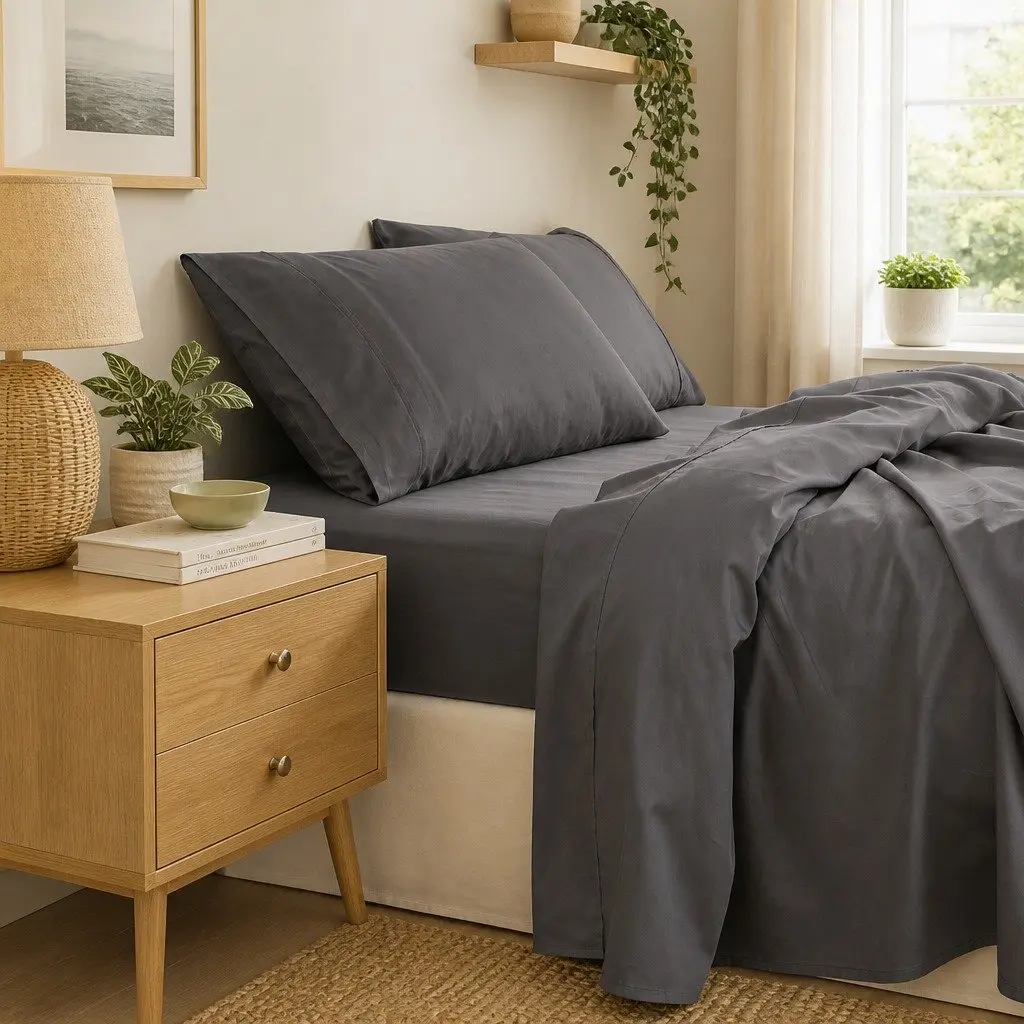 Queen Bamboo Cotton Sheet Set 1000TC Flat Fitted Pillowcases Bedroom Bedding