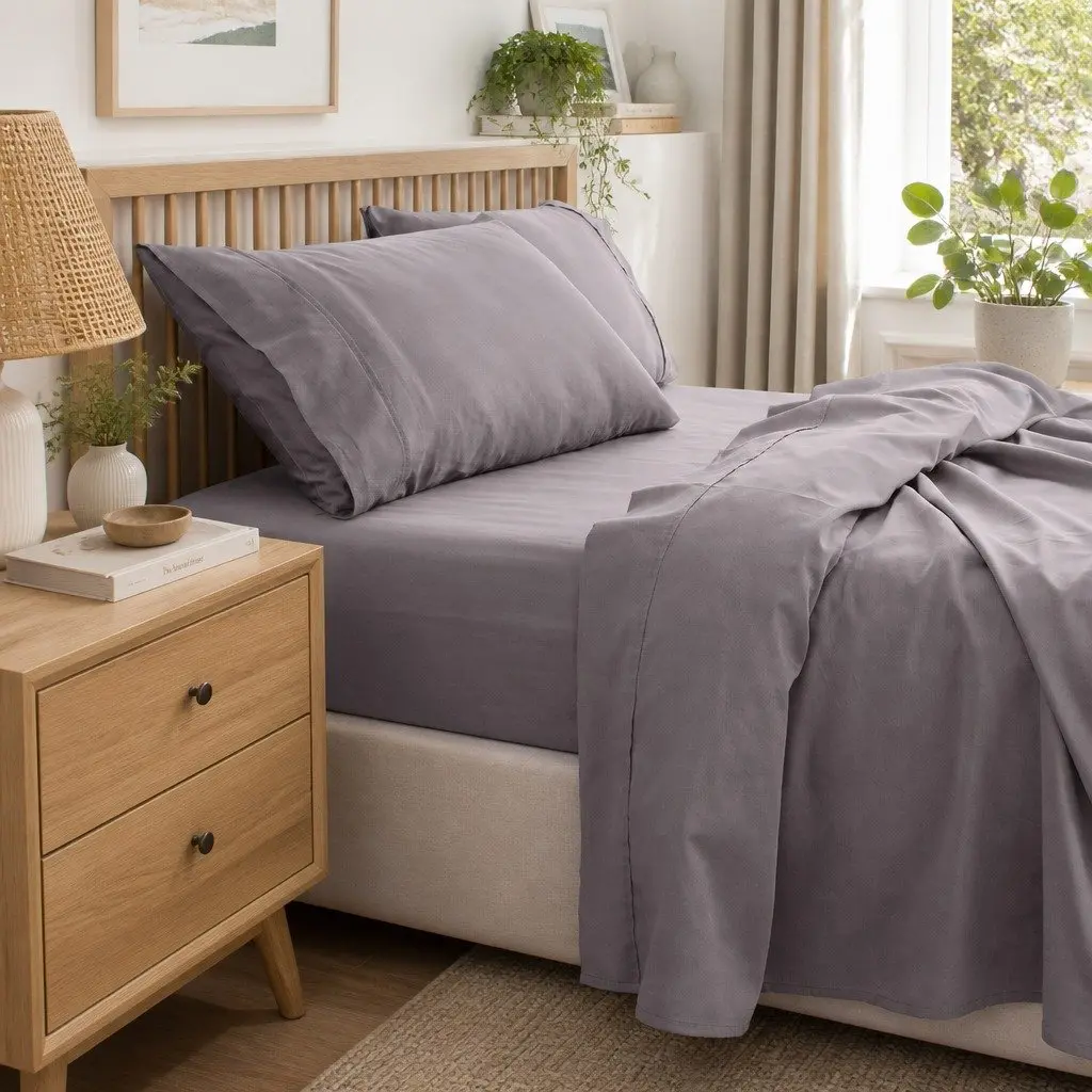 Queen Sheet Set 1000TC Bamboo Cotton Bedding Flat Fitted Pillowcases