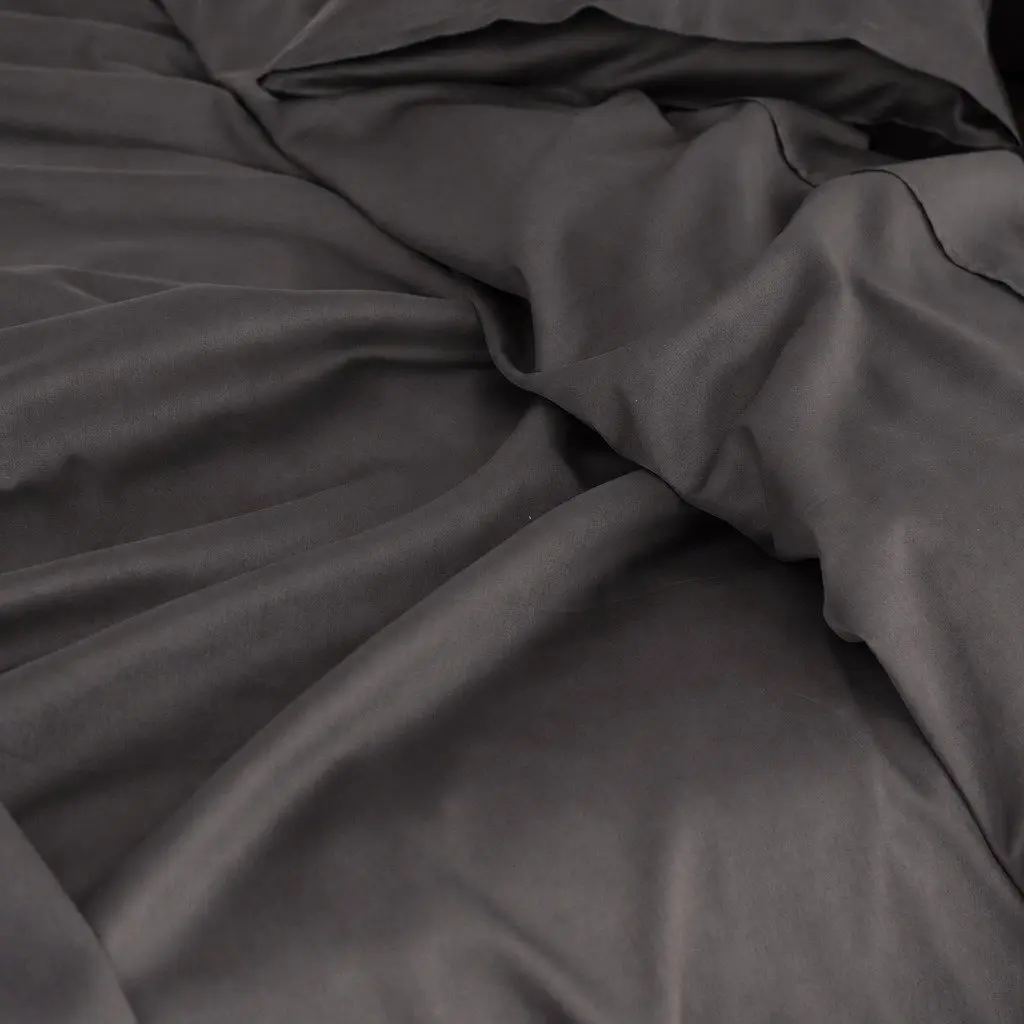 King Size Sheet Set Bamboo Cotton Blend Pewter 1000 Thread Count Flat Fitted Pillowcases