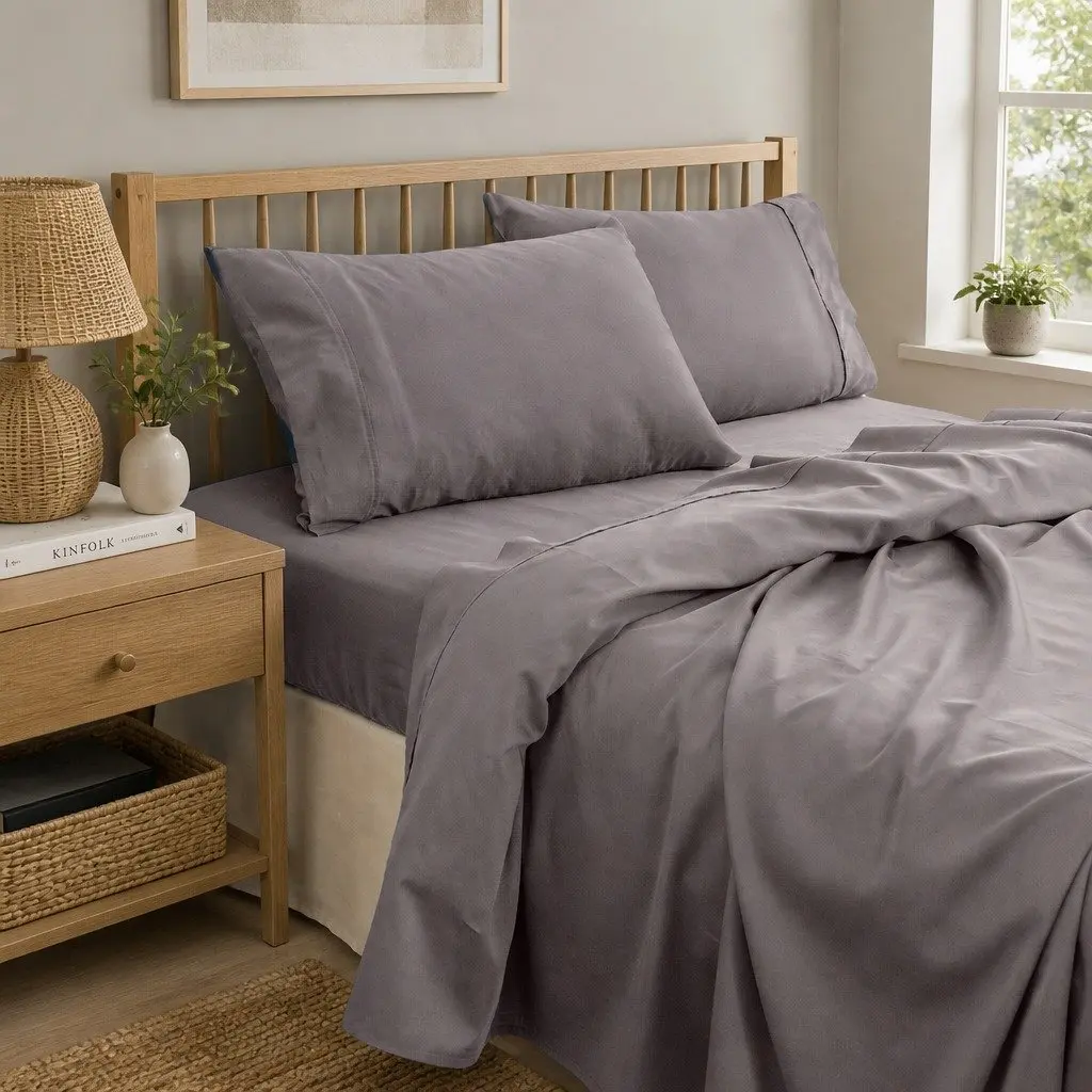 King Bamboo Cotton Sheet Set 1000TC King Size Flat Fitted Pillowcases