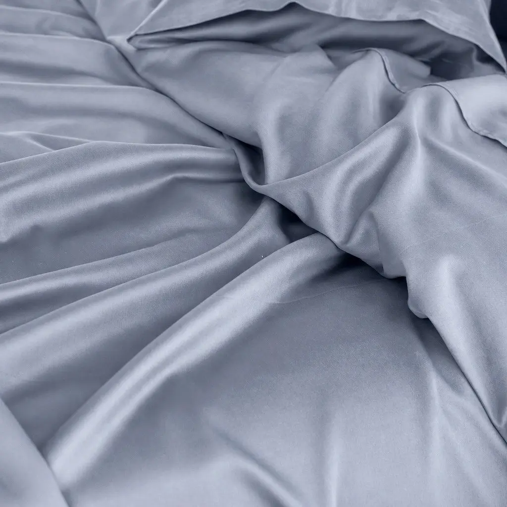 Bamboo Cotton King Size Sheet Set 1000 Thread Count Blue Fog Soft Antimicrobial Hypoallergenic Bedding