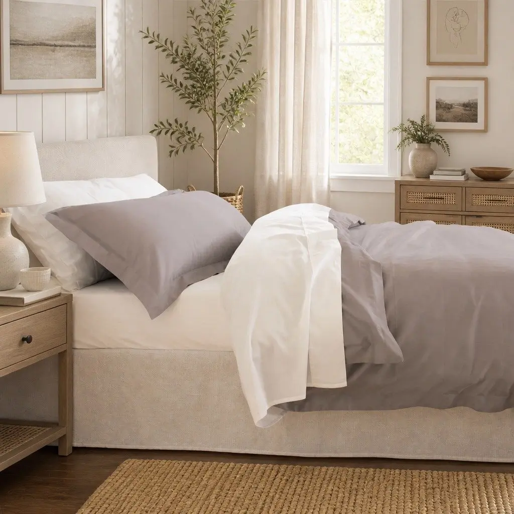 King Quilt Cover Set 1000TC Bamboo Cotton Bedding Pillowcases Grey