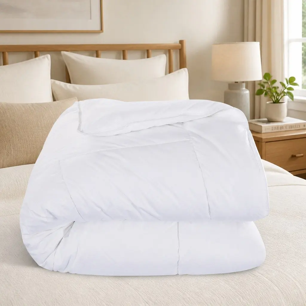 Single Quilt Microfibre Fill 140cm x 210cm Cotton Cover Hotel Weight 800GSM Box Stitch