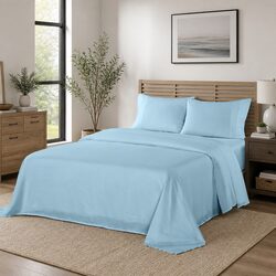 Practical 4 Piece Sheet Set for Your Double Bed in Sky Blue