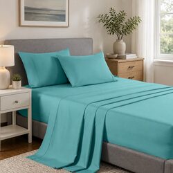 Bamboo Cooling Sheet Set 2000TC Double Bed Aqua Moisture Wicking Breathable