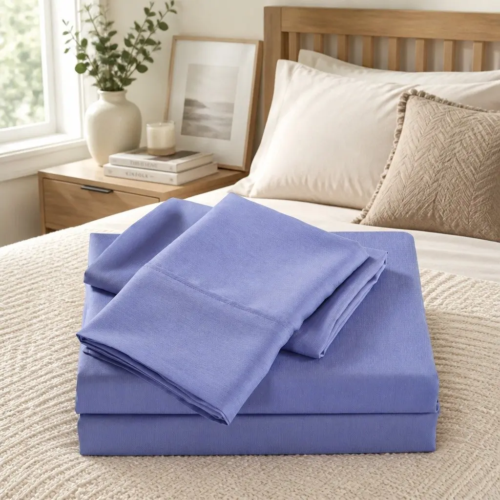 Queen Bamboo Cooling Sheet Set 2000TC Soft Mid Blue Moisture Wicking