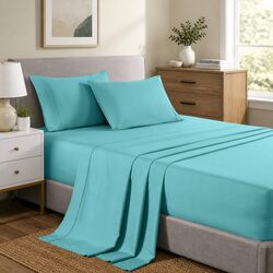 Practical King Size Bamboo Sheet Set Aqua 2000TC