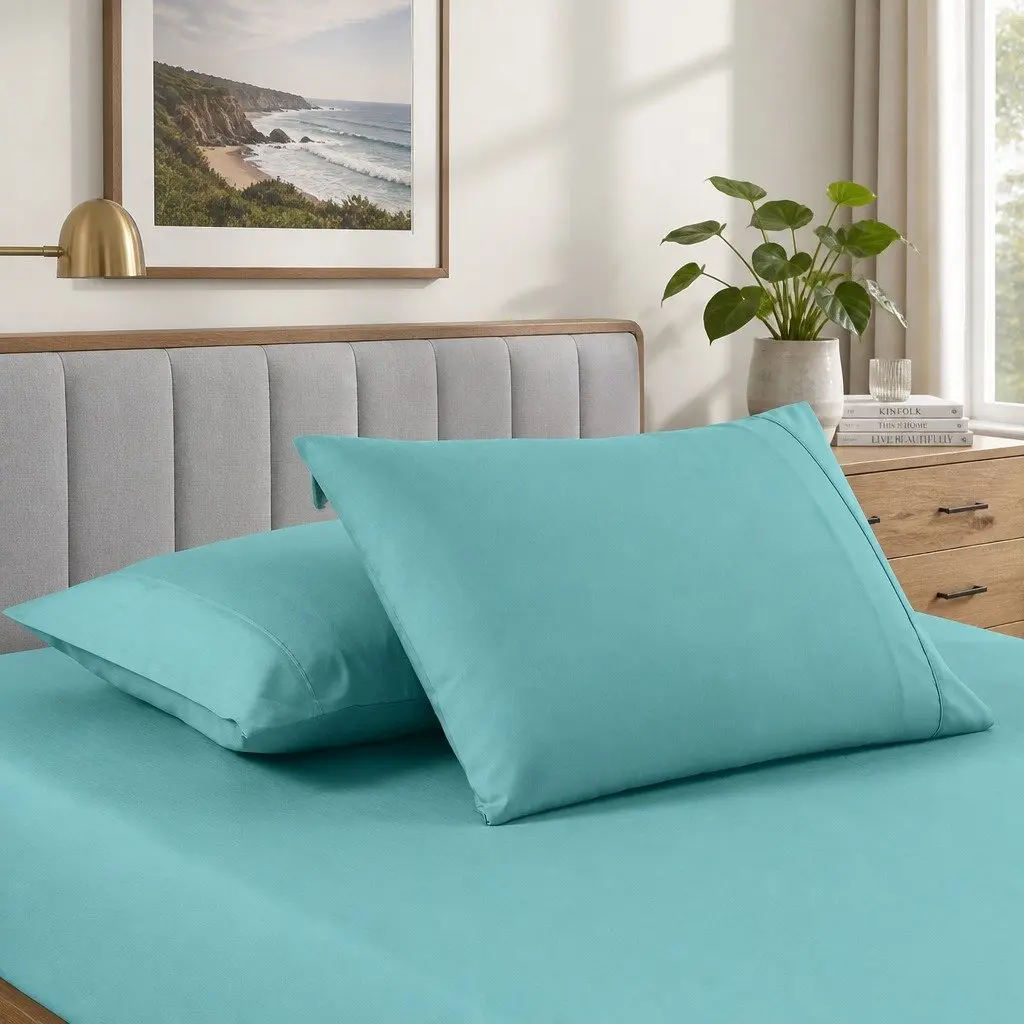 Bamboo Sheet Set King Size Aqua 2000TC Breathable Moisture Wicking Durable Hypoallergenic Microfiber