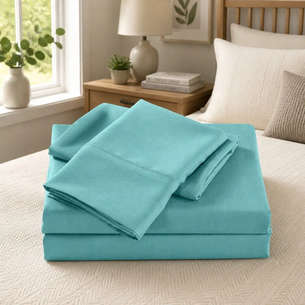 Bamboo Sheet Set King Size Aqua 2000TC Breathable Moisture Wicking Durable Hypoallergenic Microfiber