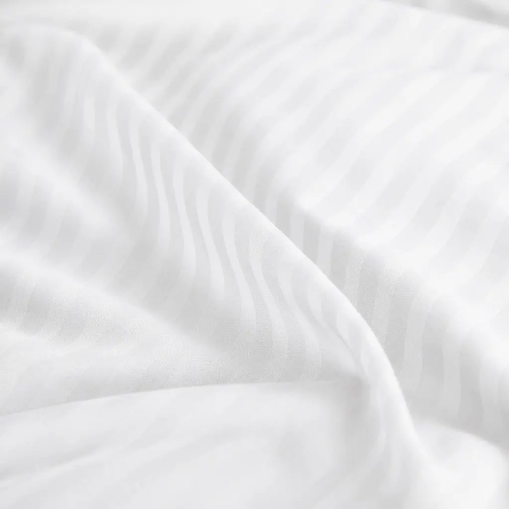 Queen Sheet Set Cotton Blend 1200 Thread Count White Sateen Damask Stripe