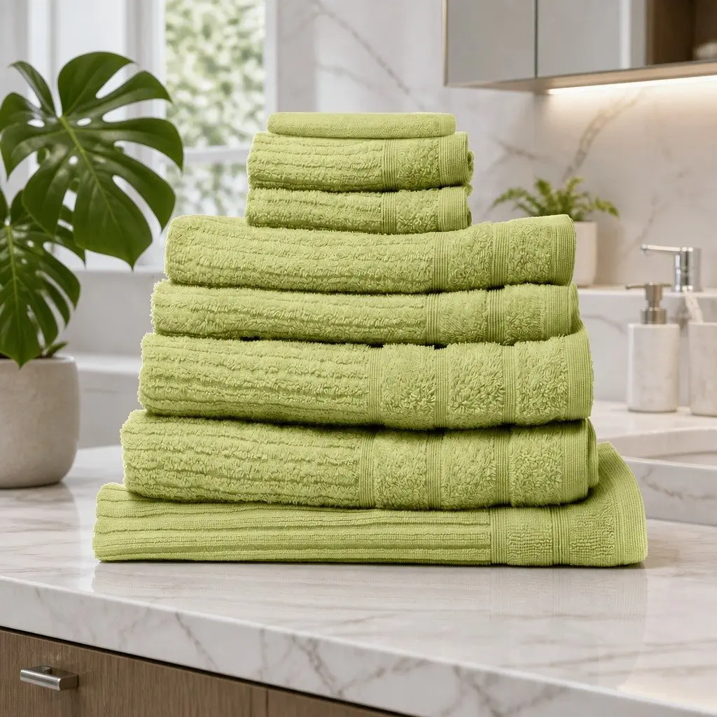 Egyptian Cotton 600 GSM 8 Piece Towel Set Bath Hand Face Towels Bath Mat Spearmint
