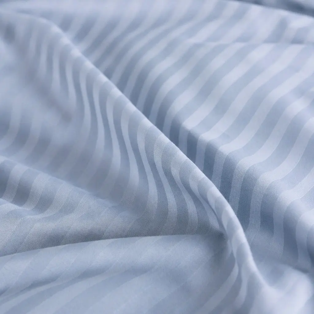 1200 Thread Count Cotton Blend Sheet Set King Blue Fog Damask Stripe Sateen