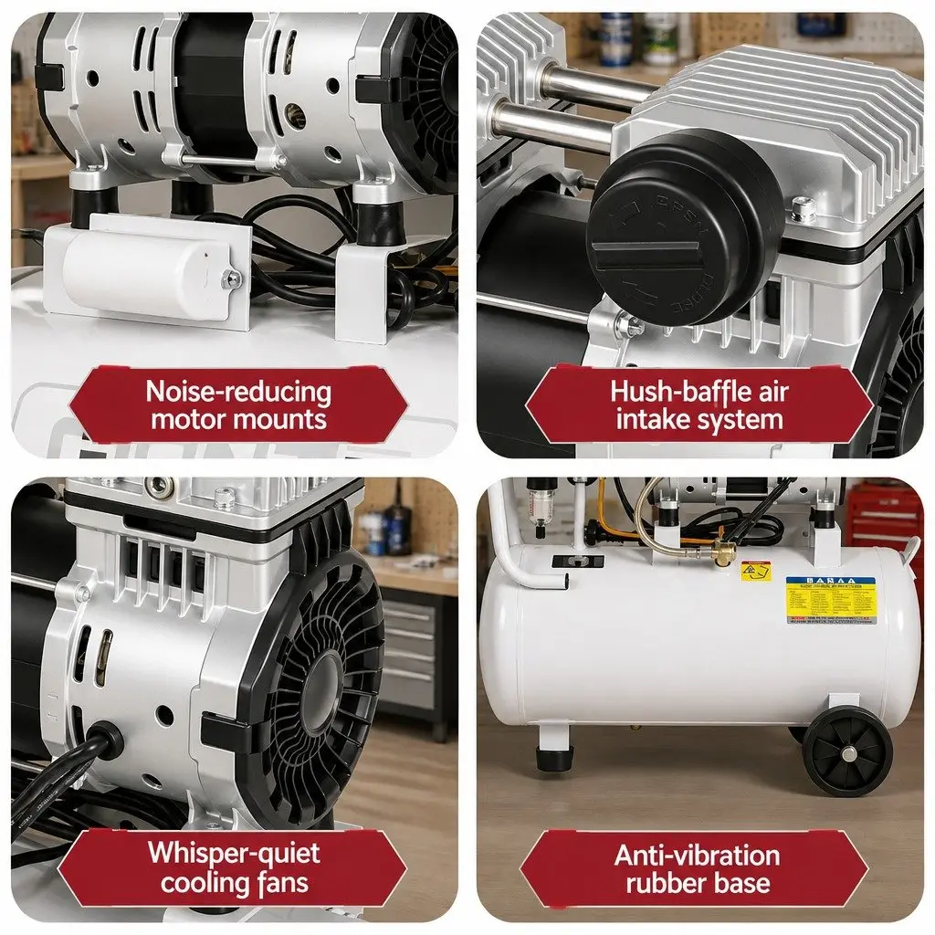 30L Oil-Free Air Compressor Portable Quiet Tyre Inflator 40L/Min 0.75HP White