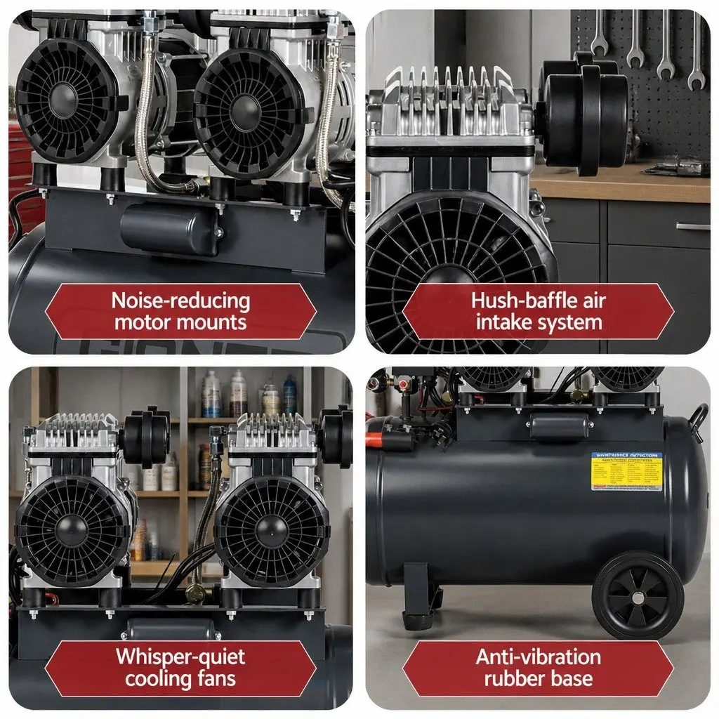 50L Air Compressor 3.0HP Oil-Free Portable Tyre Inflator Quiet 200L/Min Spray