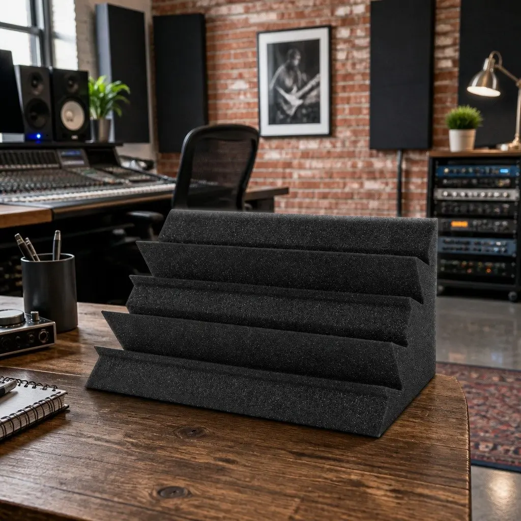 Corner Bass Trap Acoustic Foam 12cm x 17cm x 24cm Black 40 Piece