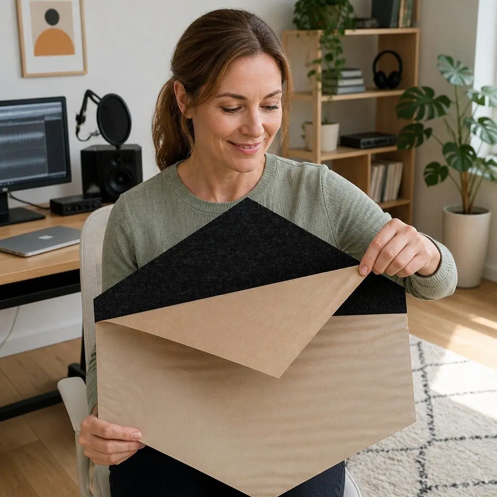 Acoustic Foam Soundproofing Tiles Hexagonal Panels 35cm x 30cm x 0.9cm Black 12 Piece