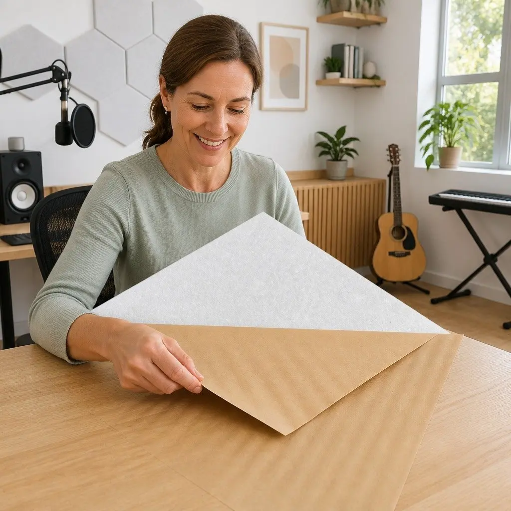 Acoustic Foam Soundproof Panels Hexagonal Tiles 35cm x 30cm x 0.9cm White