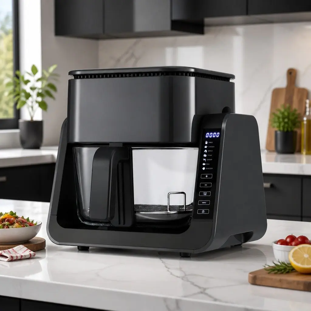 Air Fryer Dual Zone Electric Cooker Stainless Steel 4L Black
