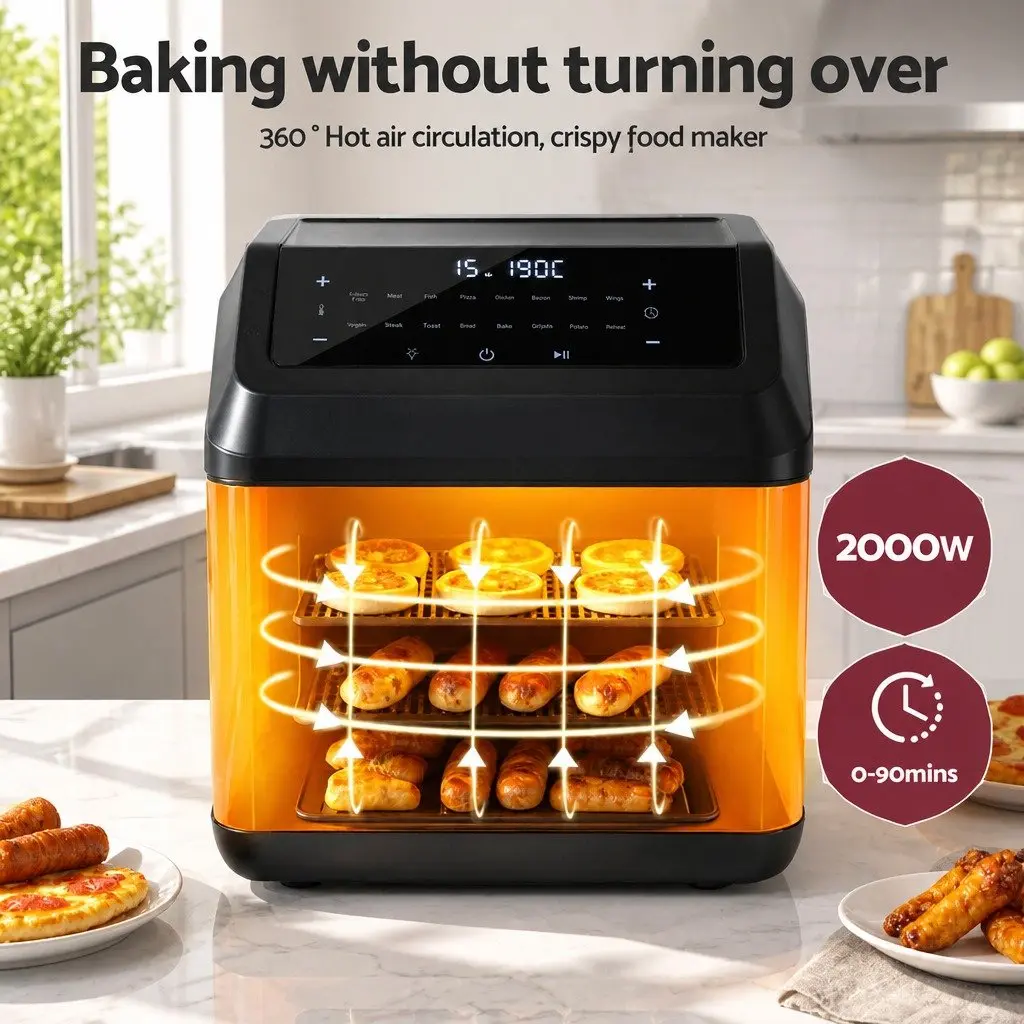 Air Fryer 13L LCD Digital Oven Touch Control 17 Pre-set Programs Hot Air