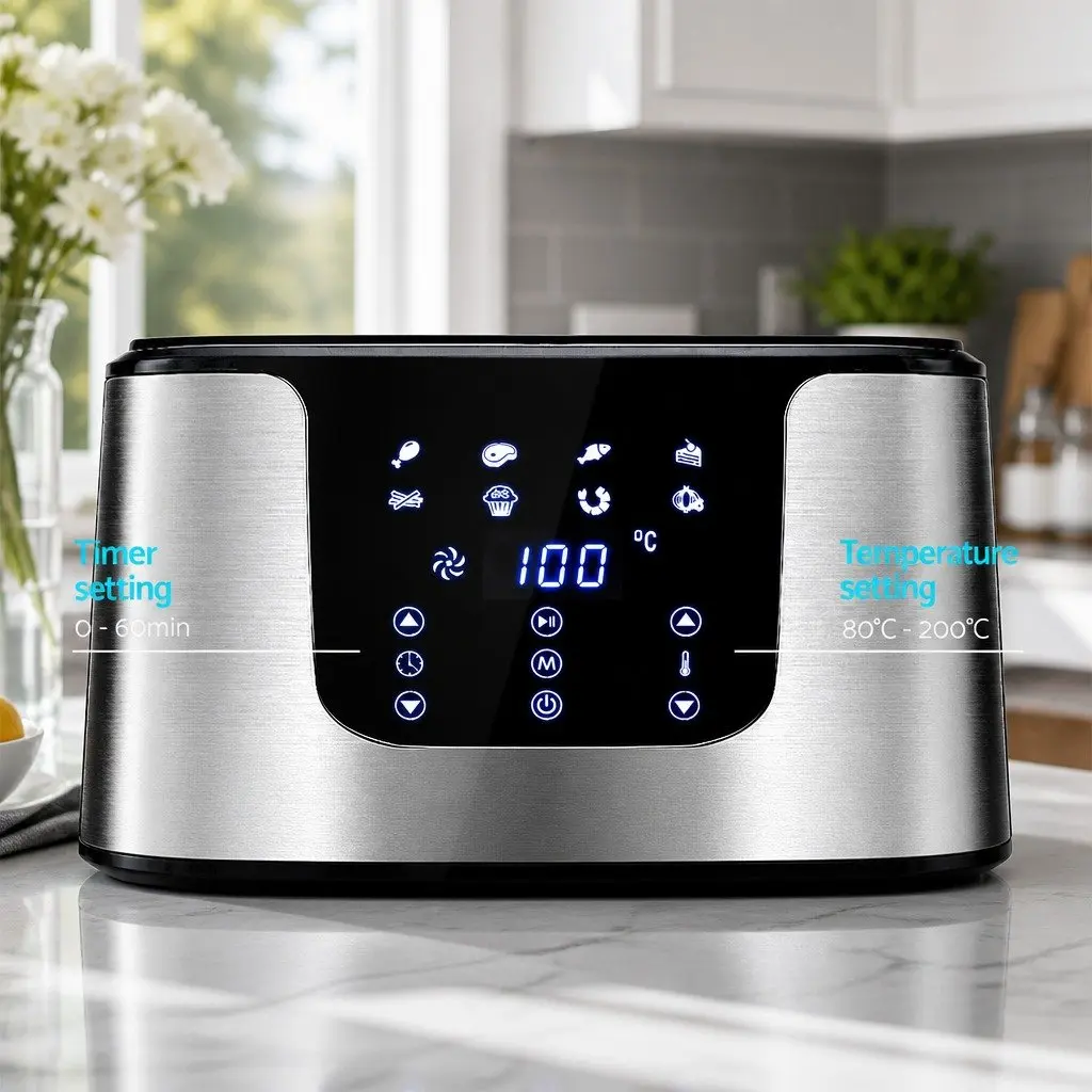 Air Fryer 7L LCD Touch Control Black Stainless Steel