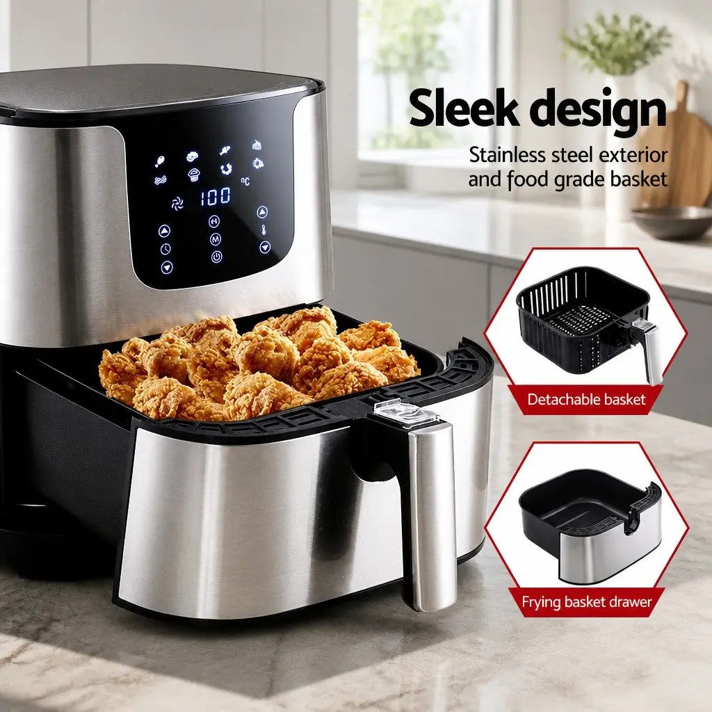 Air Fryer 7L LCD Touch Control Black Stainless Steel