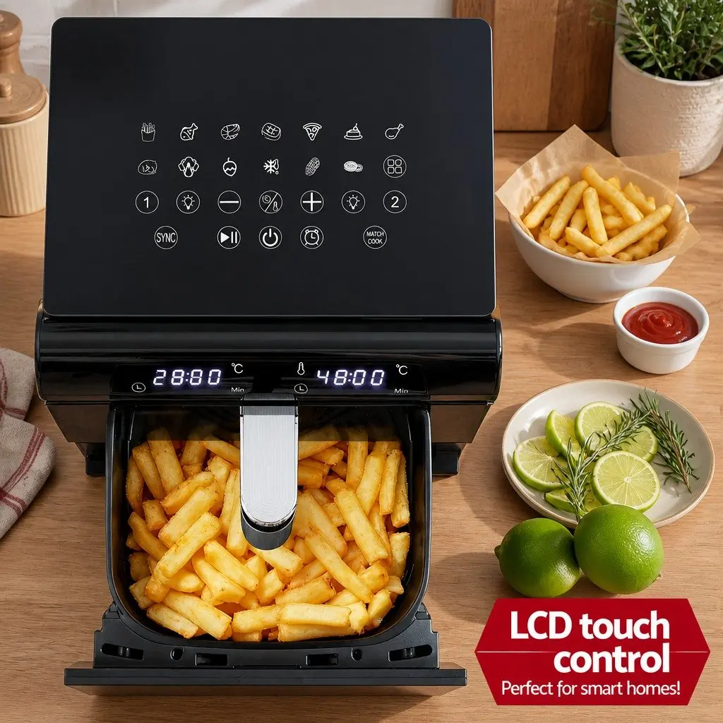 Air Fryer Oven Dual Zone 11L White Independent Baskets Dual Temperature Control