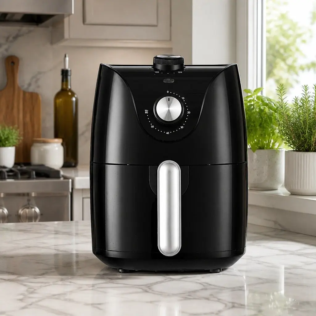 Air Fryer Black 2.5L Capacity Kitchen Appliance with Knob Control for Even Cooking