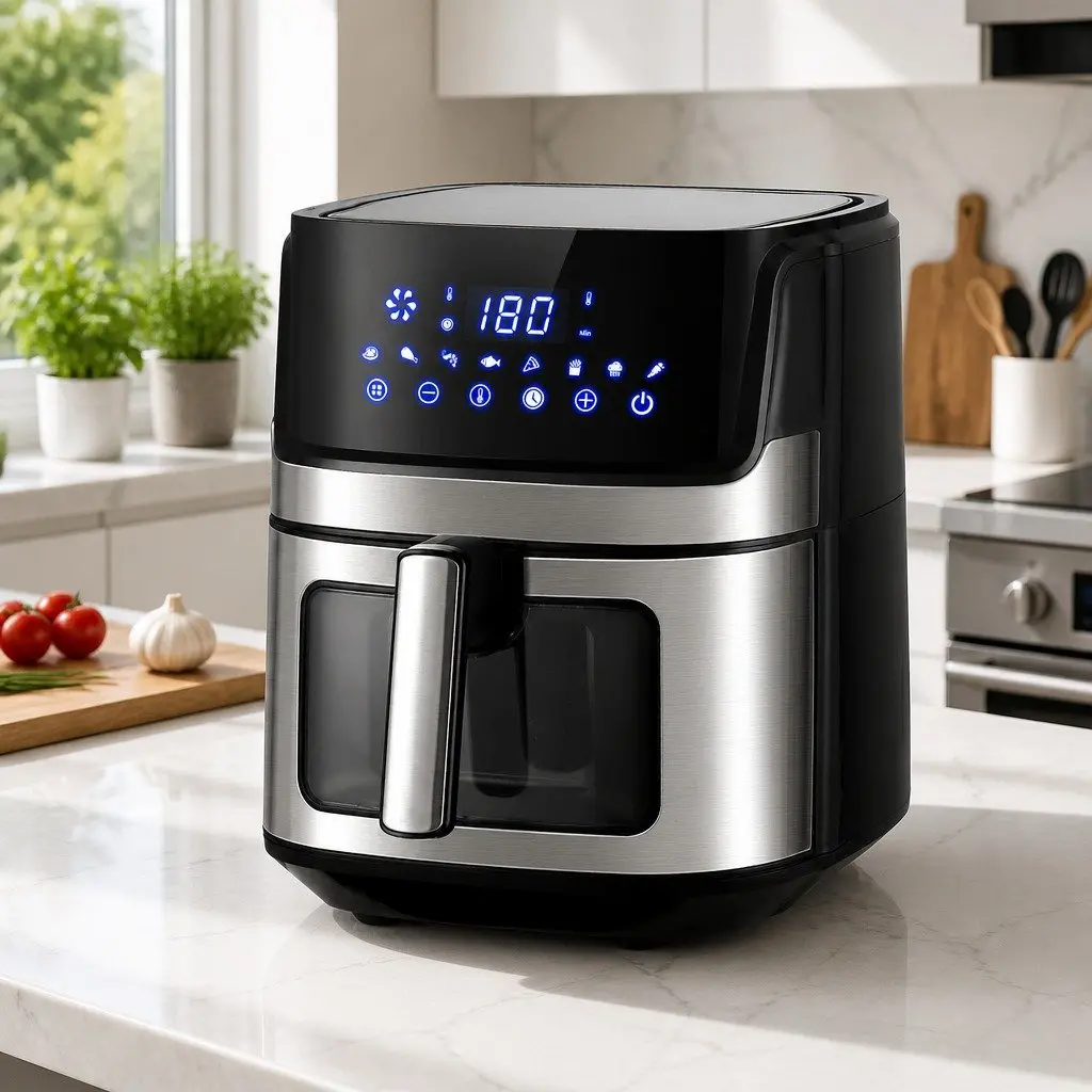 Air Fryer 6.5L LCD Touch Control Panel Tempered Glass Window Kitchen Cooking